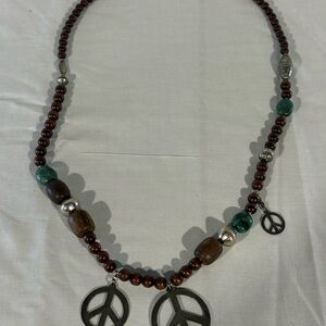 Brown Beaded Peace Necklace